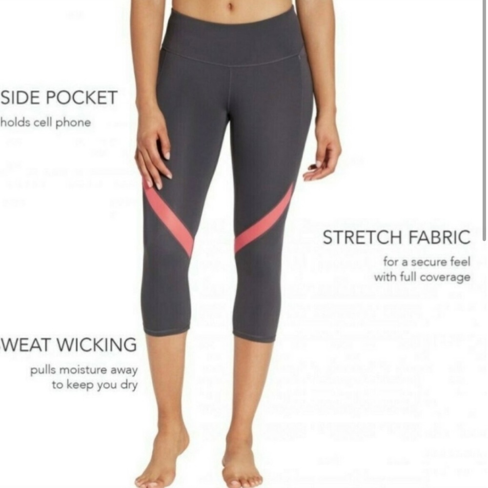 Calia Energize Capri Leggings Size M Gray Pink Mesh Gym Workout Running Athletic - Picture 9 of 9